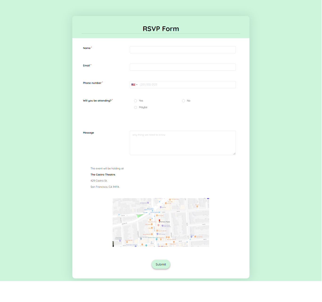 Online Rsvp Form Template | Formplus